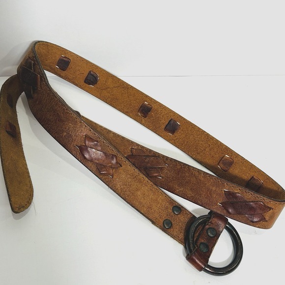 Vtg Banana Republic Womens Brown Leather Belt Large Western Boho 90s Indie Ranch - Picture 6 of 8